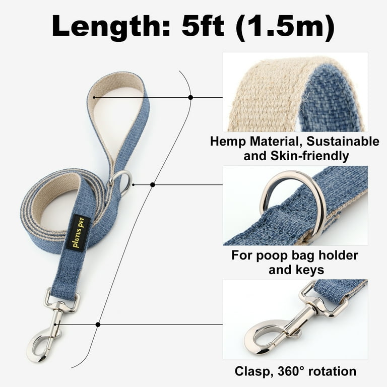 Plutus Pet Cotton Hemp Collar and Leash Set, Adjustable photo 5