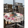 thumbnail image 2 of Outdoor Tablecloth with Umbrella Hole for Patio/Picnic/Party/Camping, Mother's Day Waterproof Table Cloth Round Cover Washable, Hug Love You Mom Pink Flowers Beige (Dia 54"), 2 of 9