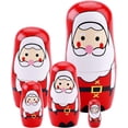 thumbnail image 1 of Poupes Gigognes De Nol,5 Pices En Bois Pre Nol Matryoshka, 1 of 5