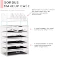 thumbnail image 2 of Sorbus Organizador de maquillaje transparente – Almacenamiento de maquillaje y joyas, estuche y expositor – Diseño espacioso – Gran soporte para tocador, baño, tocador y encimera (4 cajones grandes, 2, 2 of 5