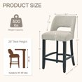 thumbnail image 4 of VKNOW Mid-Century Counter Height Bar Stools Set of 2 Upholstered Kitchen Bar Stools with Wood Legs and Ergonomic Backrest for Kitchen Island Dining Room Home Bar,Light Gray, 4 of 9
