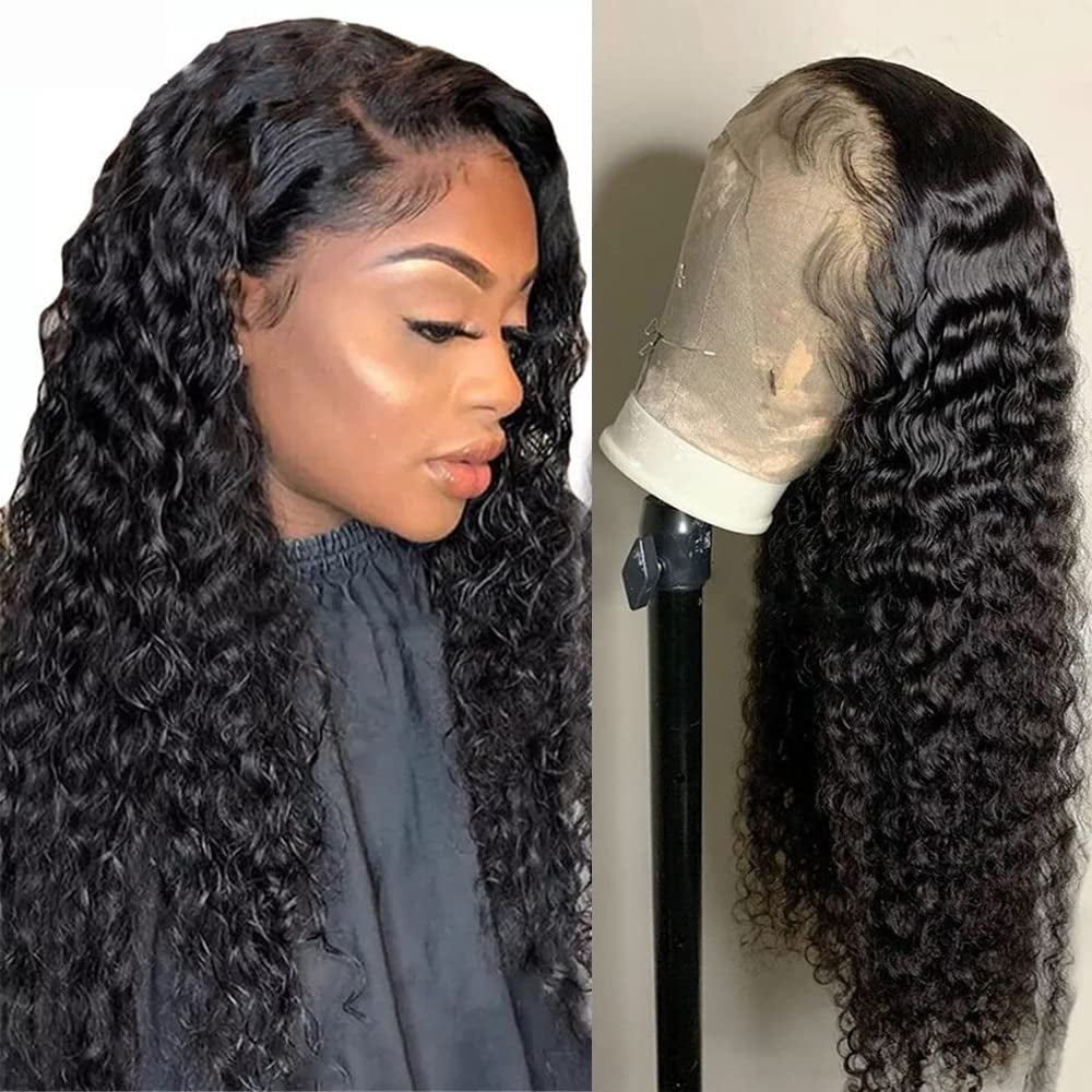 Deep Wave Lace Front Wigs Human Hair 13x4 HD Transparent Lace Frontal Wigs  for Black Women 100% Brazilian Virgin Hair Glueless Wigs Pre Plucked with  Baby Hair 180 Density Natural Color (18