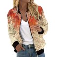 thumbnail image 1 of Jamicy Veste Légère pour Femmes Cadeau pour Femmes 2025 Mode Fermeture Éclair Cardigan à Manches Longues Blouse Imprimée Florale Rétro Chandails en Molleton Décontractés Coupe Ample, 1 of 6