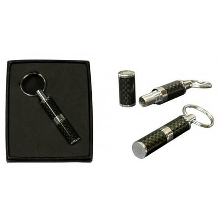 Bullet Cigar Punch Cutter Key Chain - Polished Carbon Fiber &