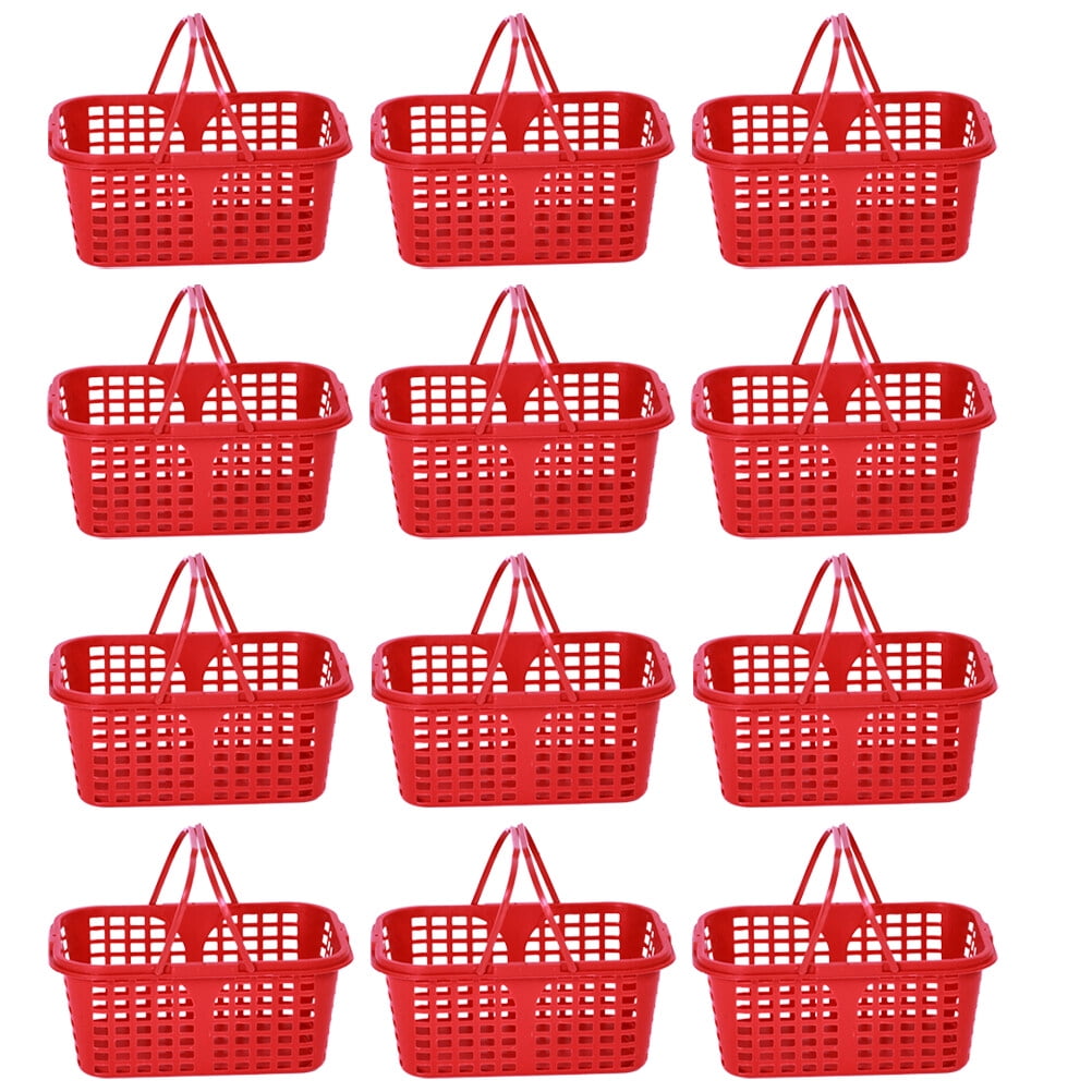 NUOLUX 20Pcs Plastic Fruit Baskets Double Handles Storage Baskets