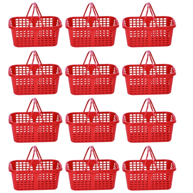 MasteelfCA 20Pcs Plastic Fruit Baskets Double Handles Storage Baskets Household Baskets Red
