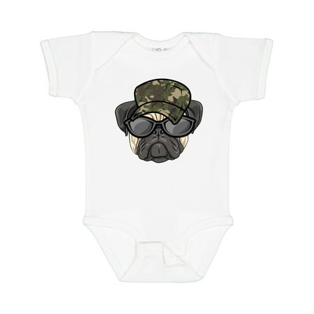 

Inktastic Pug Dog Funny Camo Military Hat Gift Baby Boy or Baby Girl Bodysuit