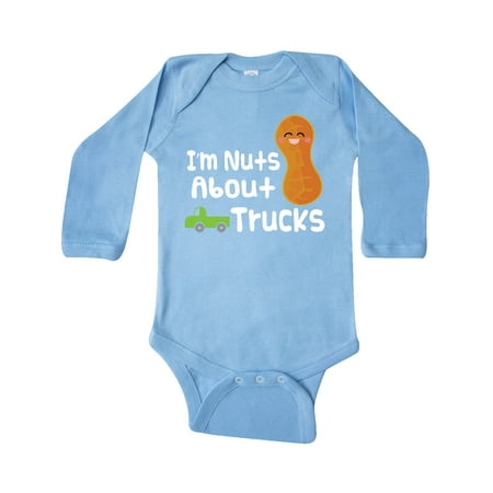 

Inktastic Nuts About Trucks Outfit Boys Gift Baby Boy Long Sleeve Bodysuit