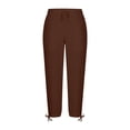 thumbnail image 4 of Axiiglly Cotton Linen Pants Men Drawstring Elastic Waist Casual Breathable Beach Vacation Pants with Pockets, S-2XL, 4 of 5