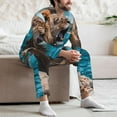thumbnail image 7 of Naloa Ice Blue Coastal Lion Men’s Pajamas Set - Long Sleeve Button Down Sleep Shirt and Pajama Bottoms Sleepwear Set-X-Large, 7 of 7
