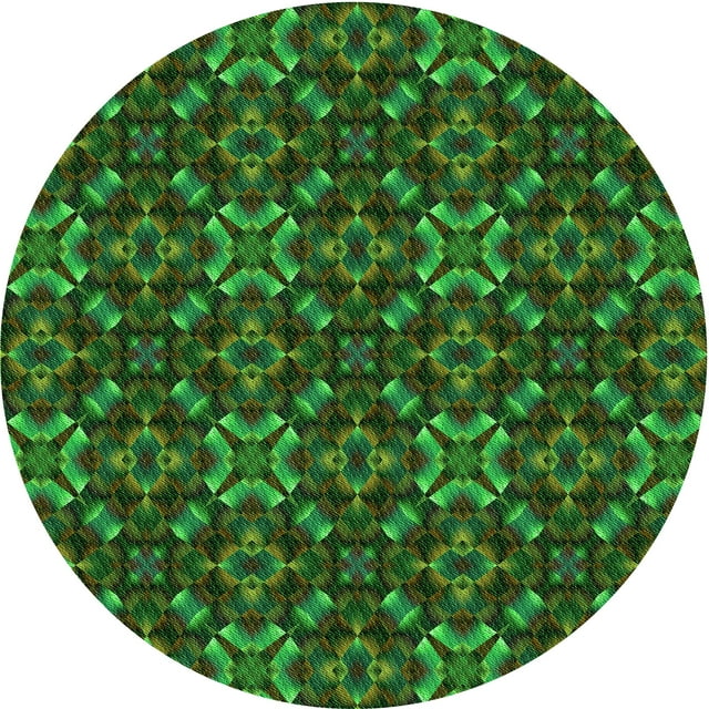 Ahgly Tapis Rond Lavable en Machine Intérieur Transitionnel Vert Forêt Foncé, 6 Pieds Rond