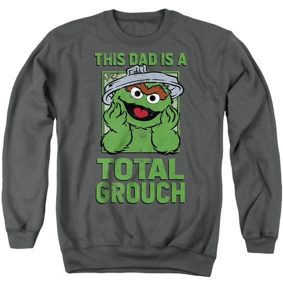 Sesame Street Father's Day Total Grouch Dad Unisex Adult Crewneck Sweatshirt, Charcoal, Large