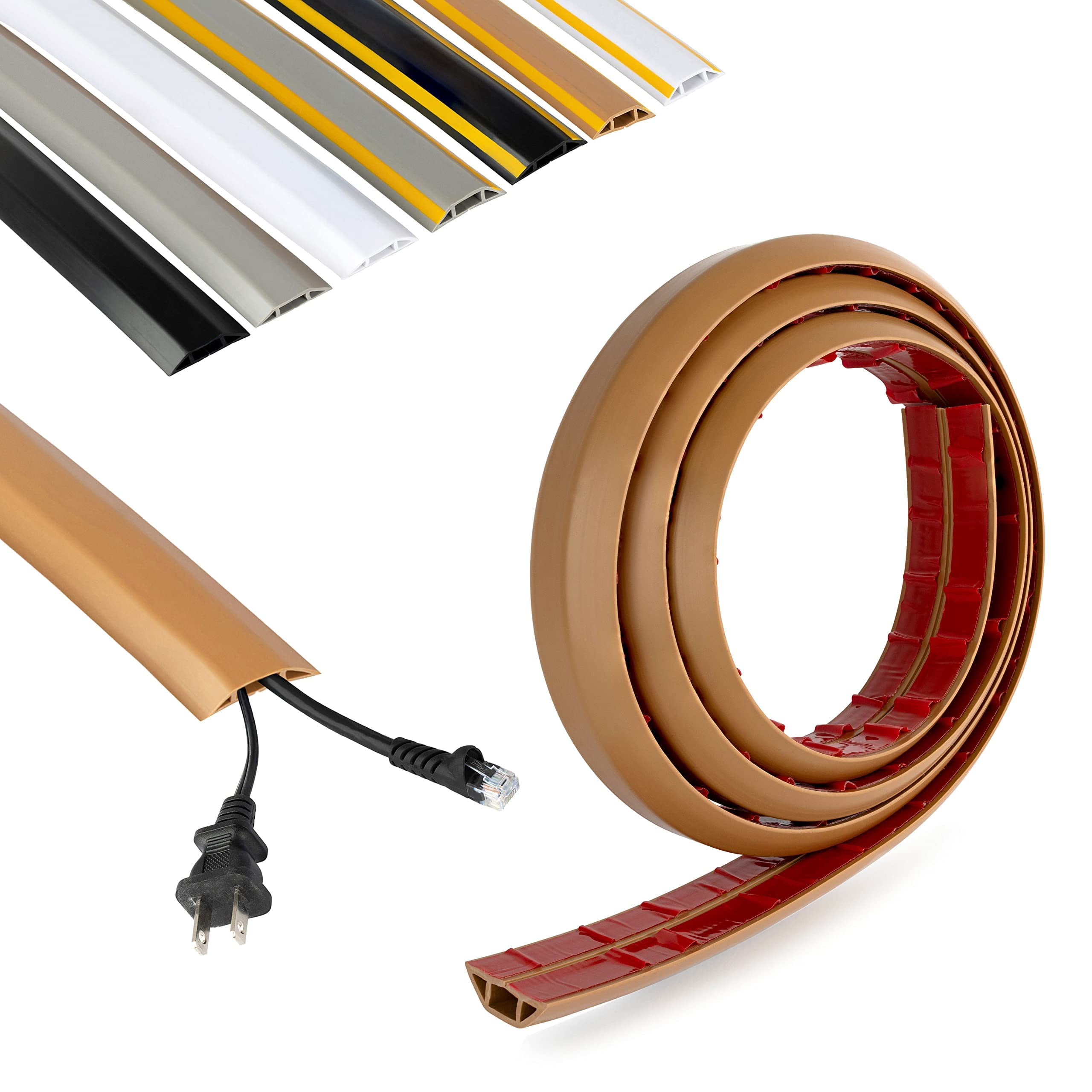 Brown Rubber 4-Foot Floor Cable Protector with Adhesive