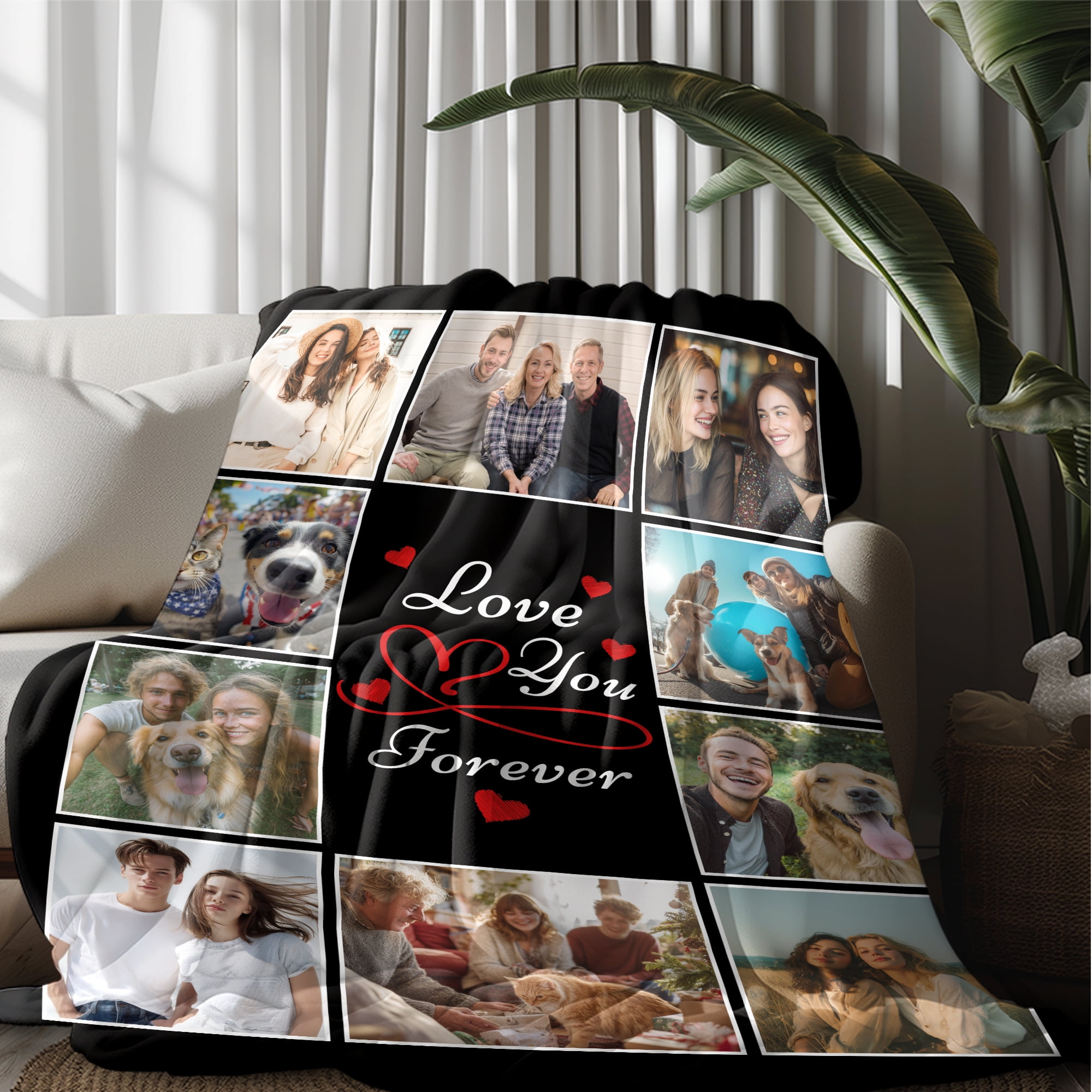 JML Custom Blanket Soft Flannel Twin Blanket - Personalized Photo & Text Throw, Multiple Sizes for Family, Pets, & Adults