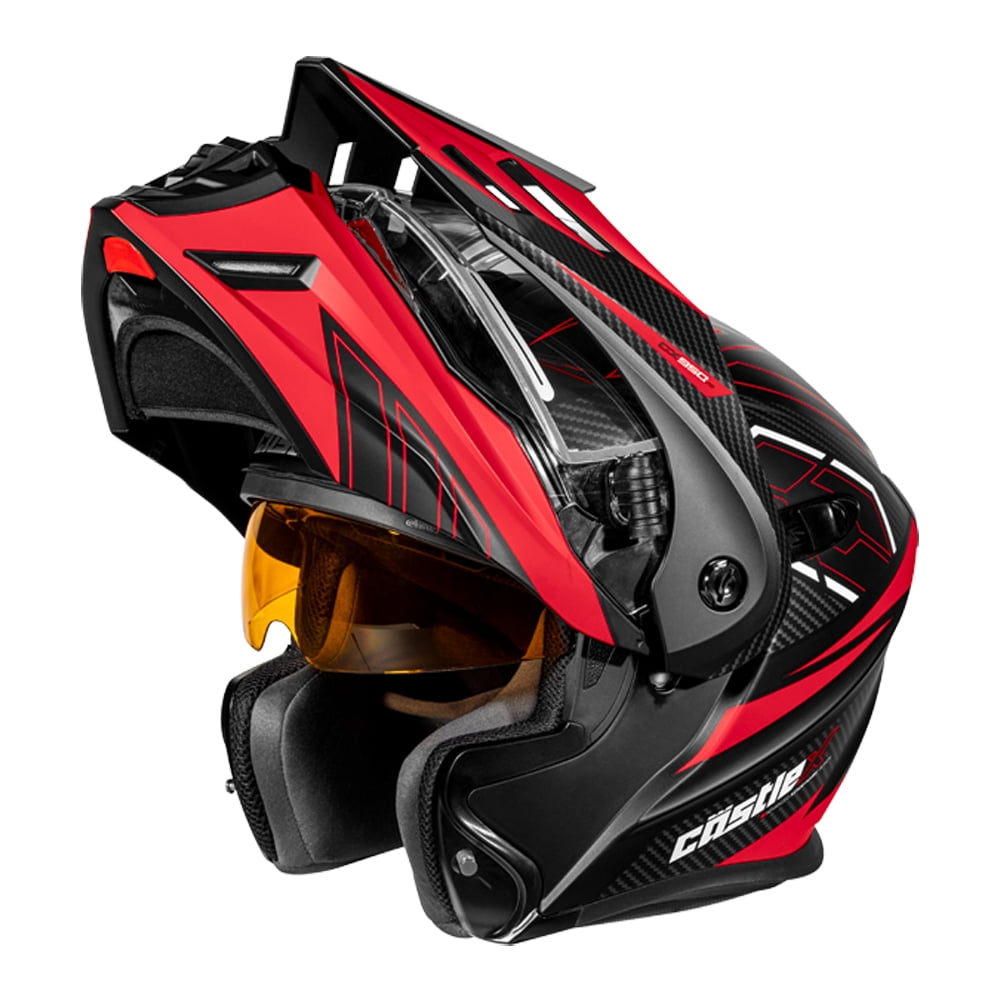 Castle CX950 V2 Fierce Modular Snow Helmet w/Electric Shield Black/Red MD