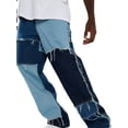 thumbnail image 2 of ITFABS Men's Straight Leg Jeans Frayed Patchwork Color Block Relaxed Fit Denim Pants, 2 of 8