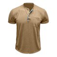 thumbnail image 6 of HAOTAGS Men's Vintage Button Collar Shirts Summer Pullover Tops Casual Outdoor Short Sleeve T Shirt Khaki Size L, 6 of 6