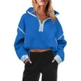 thumbnail image 2 of PUWEI Women's Fleece Sherpa Pullover Oversized Half-Zip Sweatshirt Warm Fuzzy Sweater with Pockets, 2 of 7