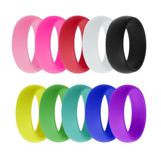 Anillos piezas de 8 mm de ancho, anillos de goma de silicona para ejercicios, para gimnasia deportiva , Tamaño 6 Yinane Banda del anillo del dedo del silicón