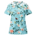 thumbnail image 5 of Mujeres Causal Mangas Cortas Cómodo Encaje Cuello Redondo Estampado Blusa Pullover Tops Camisa OAVQHLG3B Store lin121212, 5 of 5