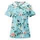 thumbnail image 5 of Mujeres Causal Mangas Cortas Cómodo Encaje Cuello Redondo Estampado Blusa Pullover Tops Camisa OAVQHLG3B Store lin121212, 5 of 5