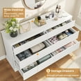 thumbnail image 3 of Hasuit 6 Drawer Double Dresser, 51.5''W Wooden Storage Chest of 6 Drawers, Large Capacity Clothing Storage Cabinet, Wide White Dresser for Bedroom, 3 of 20