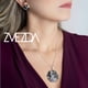 thumbnail image 2 of Juego de aretes y cadena con dije ZVEZDA plata mexicana ley .925 negro, 2 of 5