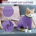 thumbnail image 4 of ROZKITCH Sticky Hair Cat Clothes Soft Elastic Skin-friendly Cat Recovery Suit Full Body Cat Onesie Prevent Hair Loss Stop Licking Skin Disease (Purple, XL), 4 of 7