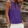 thumbnail image 2 of oqasdz Womens T Shirts Crew Neck Solid Color Sleeveless Soft Tank Blouse with Hollow Detail for Ladies Daily Wear Casual Outdoor T-Shirt, 2 of 7