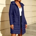 thumbnail image 5 of Enjoytime Puffer Jacket Womens Long Sleeve Zipper Button Hooded Long Quilted Coat Trendy Casual Lightweight Warm Outerwear, 5 of 8