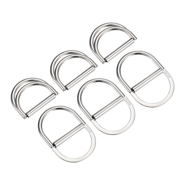 Doble D-Anillo Hebillas, 6uds 40mm(1,57") Metal Ajustable Multiuso D Anillos para Ropa Cintura Vestido Correas Bolsos Bufanda, Plateado Tono