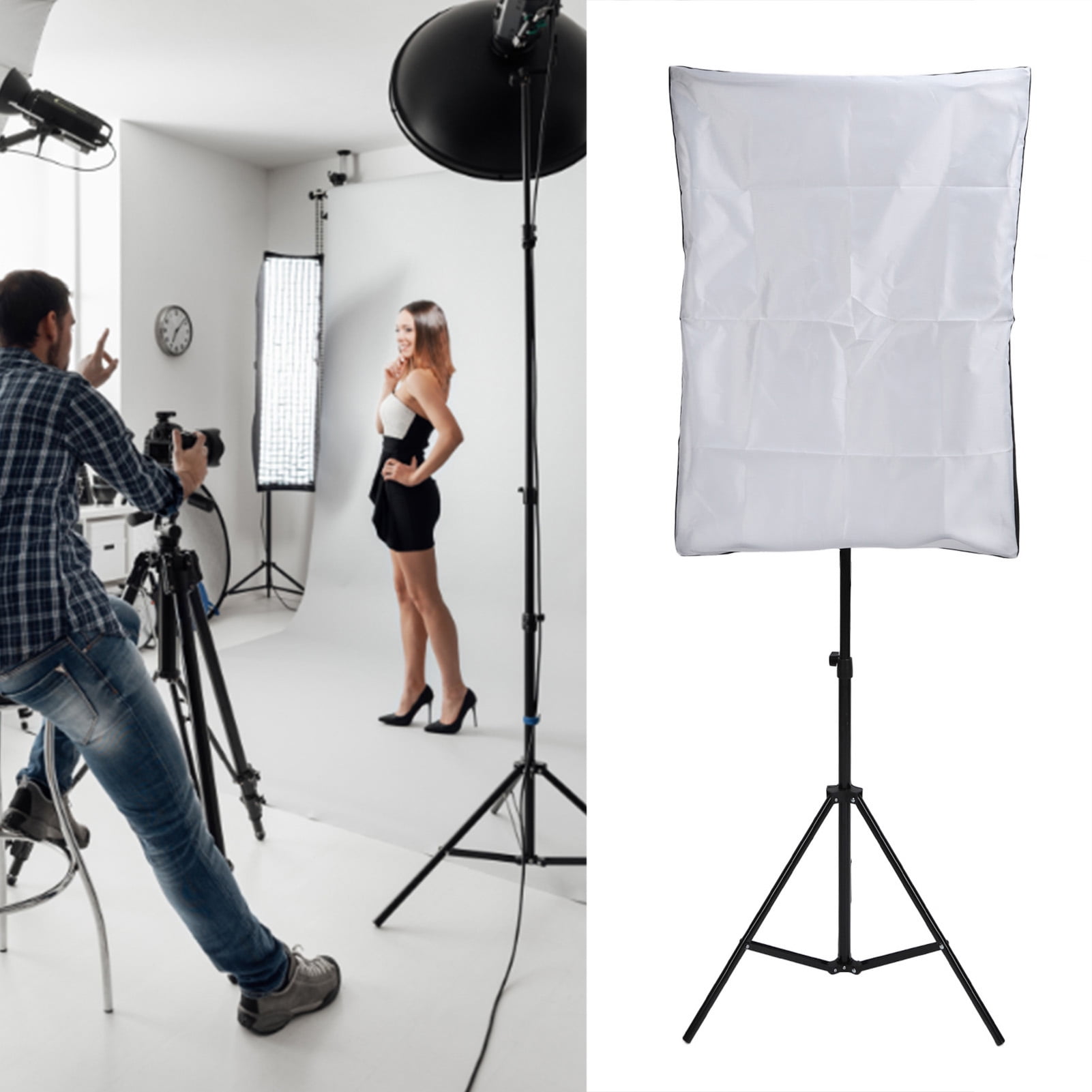 Softbox Photography Lighting Kit, E27 Light Bulb Adjustable Tripod - Main Image
