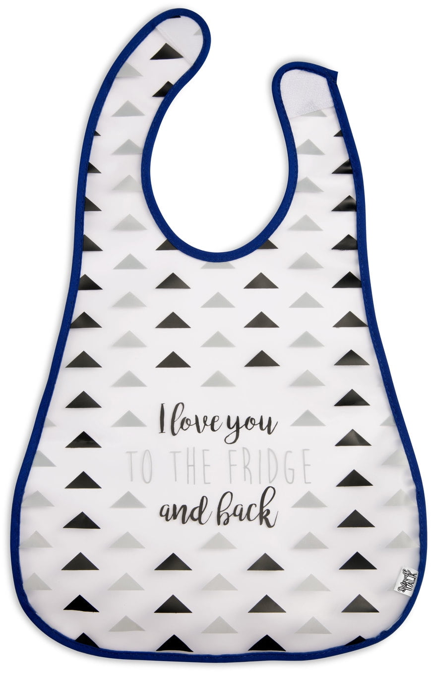Pavilion - I Love You to the Fridge and Back Navy Blue Triangle Patterned Opaque Waterproof Bib Velcro Closure