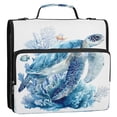 thumbnail image 2 of Water-Resistant 3-Ring Binder Organizer with Multiple Pockets Zipper Binder Bag for Office Blue Sea Turtle Pattern, 2 of 8