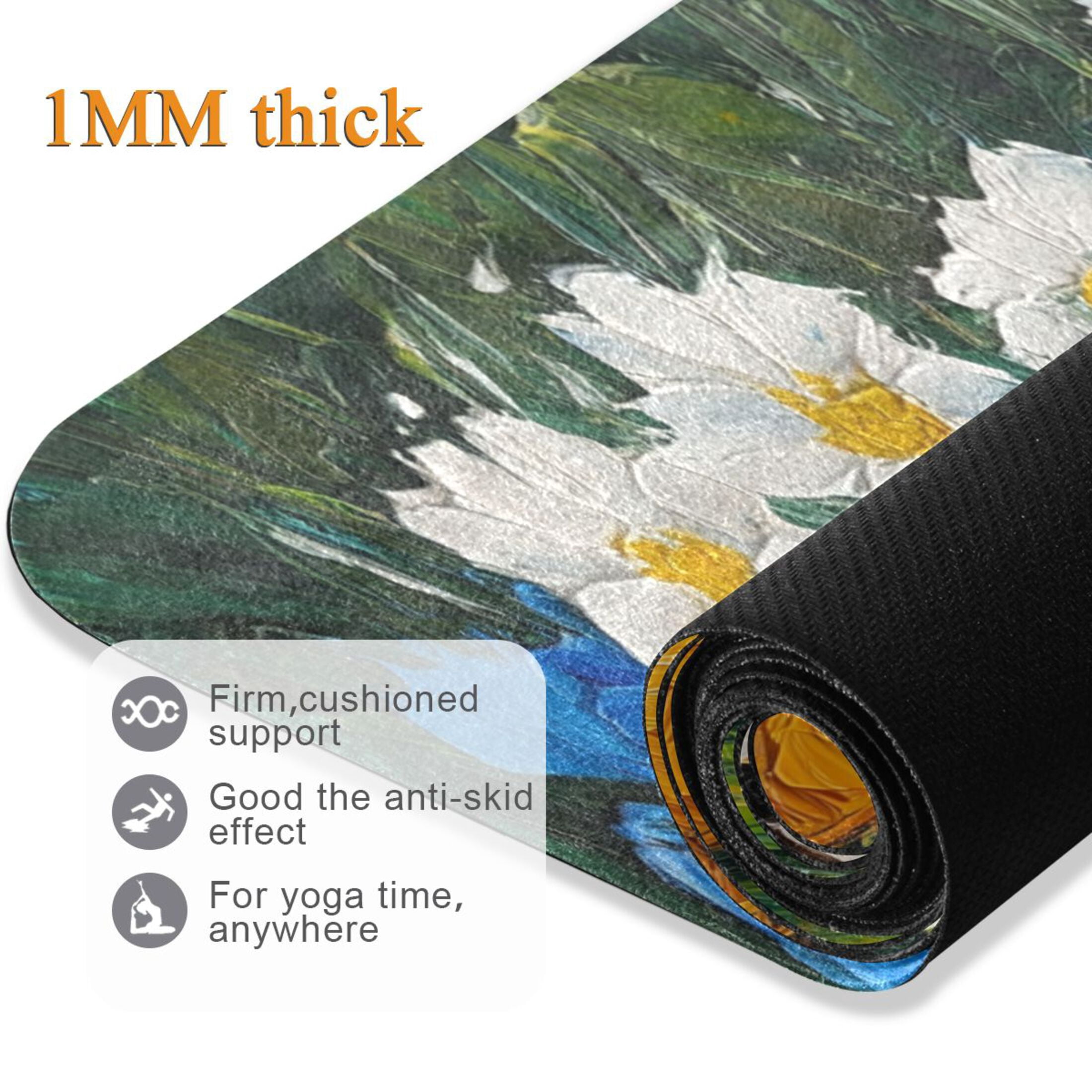 BZSMCE Yoga Mat Women Sleeping Fox Among Flowers Fitness Mat
