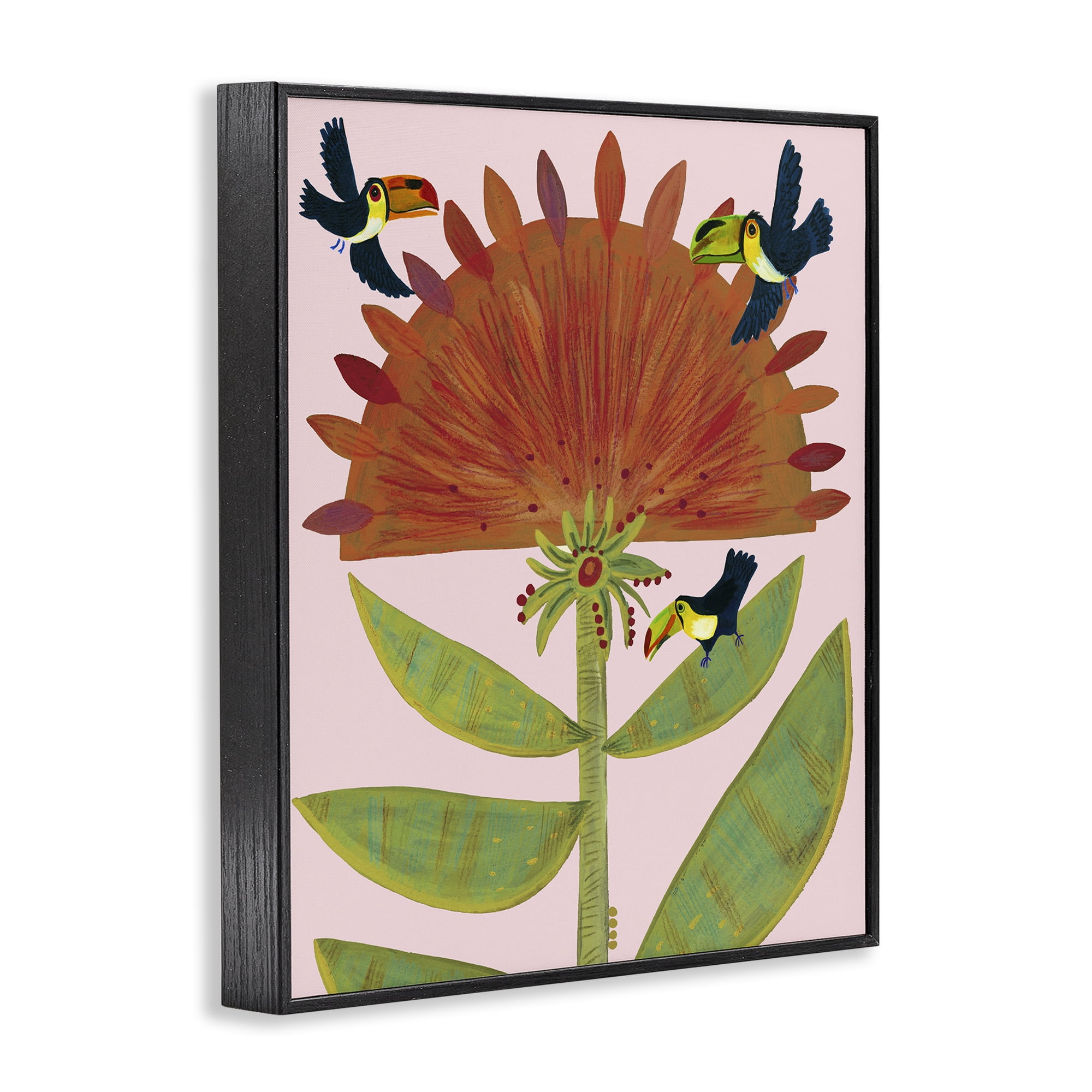 Stupell Industries Tropical Plant & Toucans Black Framed Giclee Art, design by Kay Widdowson