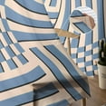 thumbnail image 5 of Blue Geometric Sheer Curtains 84 Inches Long 2 Panels Set, Window Sheer Curtains for Living Room/Bedroom, Abstract Gradient Minimalist Stripes Grid Light Filtering Rod Pocket Curtain 52'' x 84'' x 2, 5 of 7
