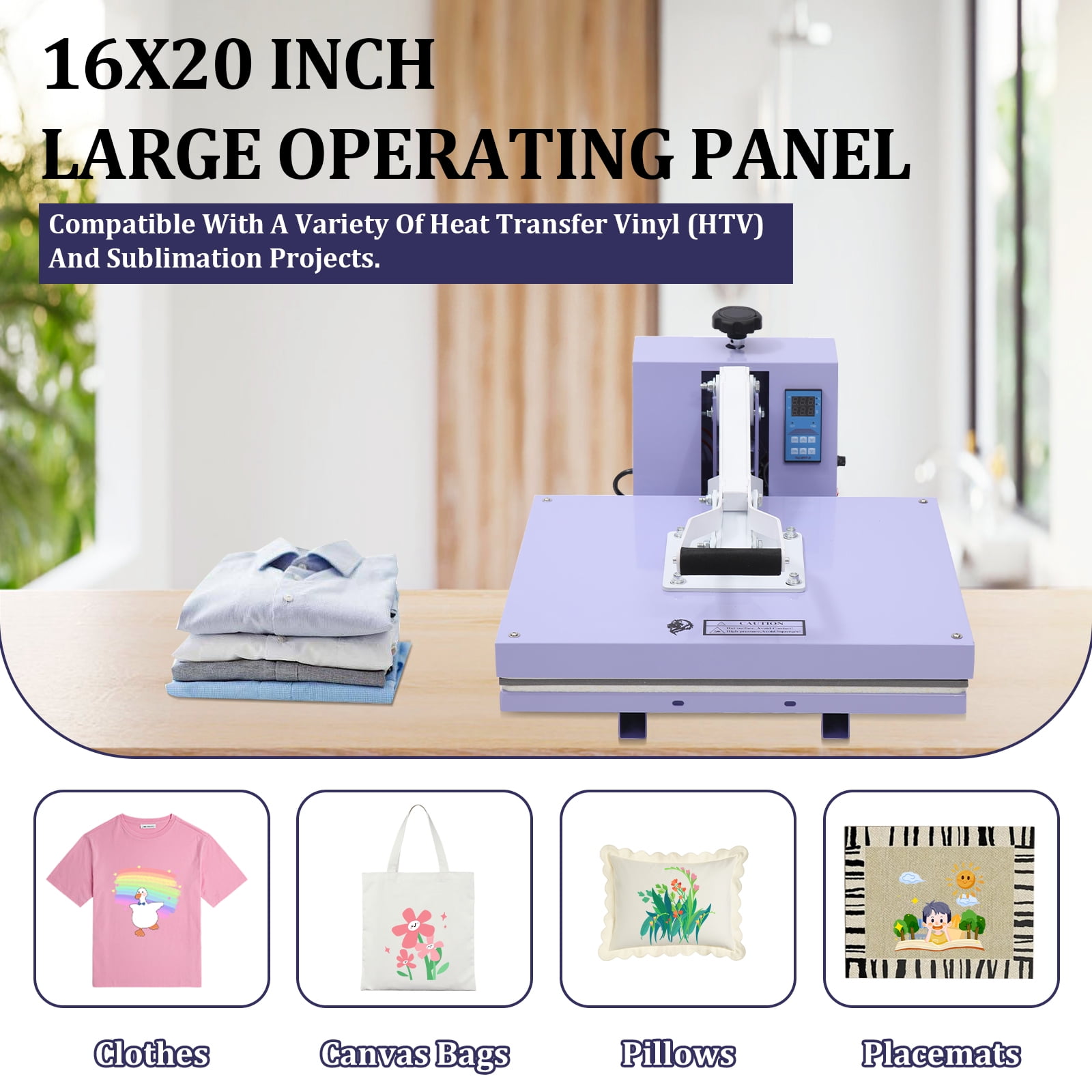 Accreate Digital Heat Press Machine for T-Shirts, Fast-Heating Sublimation Printer with High Pressure and Large Work Surface for Apparel, Canvas, Tote Bags, and Pillows