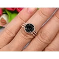 thumbnail image 2 of Trio Set Big Black Diamond Moissanite Wedding Ring Set Engagement Ring On 10k Rose Gold Stacking Matching Band 2.75 Carat Round Cut Gemstone Personalized for Brides, 2 of 6