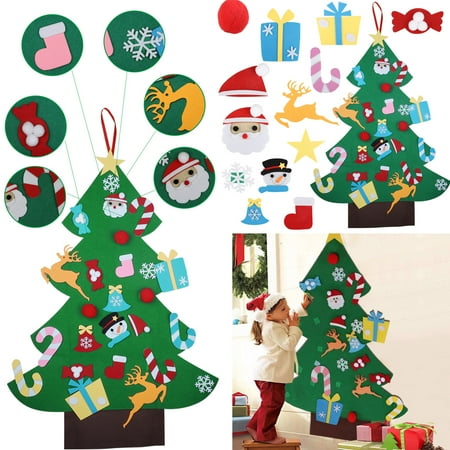 Gifts For Xmas DIY Christmas Tree Set, TSV 3ft Felt Christmas Tree + 26 Pcs Colored Ornament Decor, Wall Hanging Christmas Tree Decorations, Detachable Ornaments Xmas Gifts for Kids Xmas Gifts Home Door Decoration ()