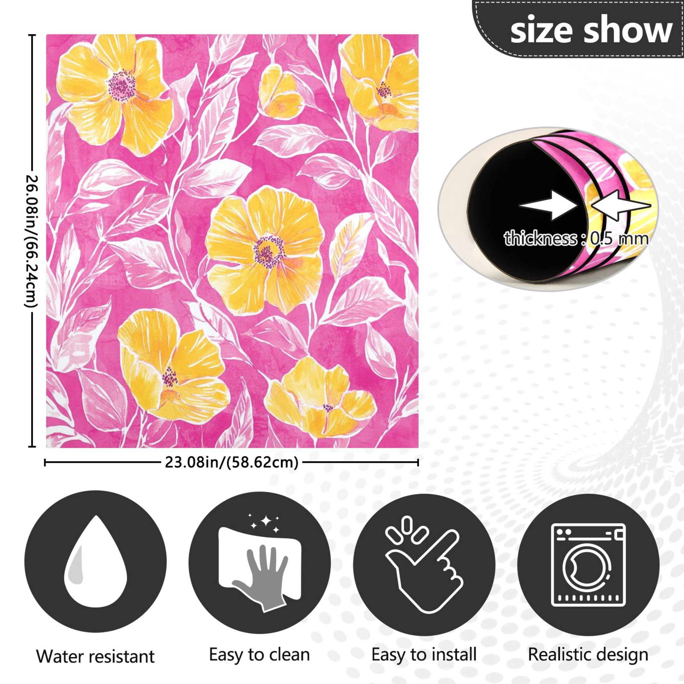 Dishwasher Magnetic Sticker 23x26 Inch Refrigerator Magnetic Sticker Washing Machine Magnetic Sticker Kitchen Panel Magnetic Sticker Home Decor Beautiful Yellow Flower