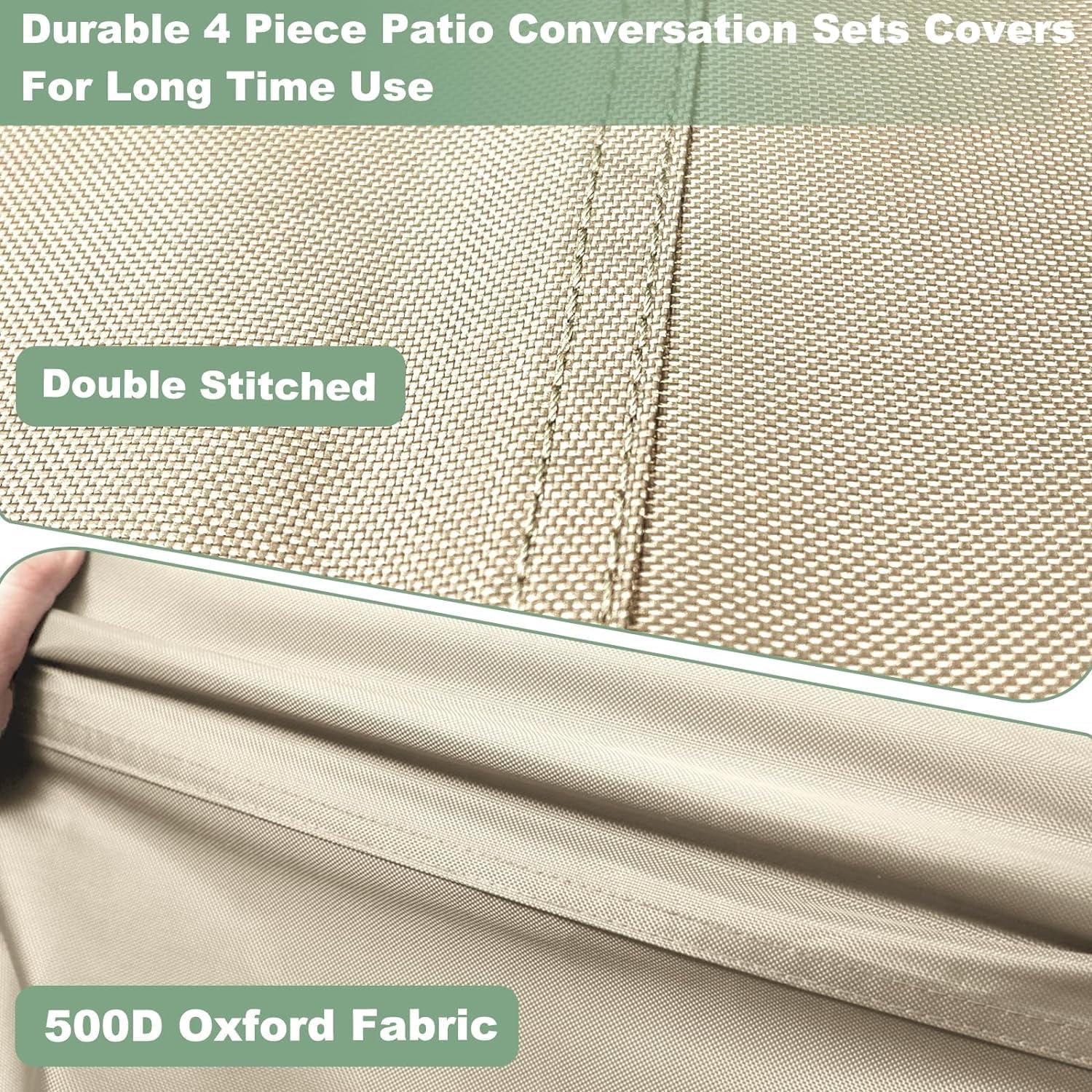 4 Piece Waterproof Outdoor Patio Furniture Covers Set Heavy Duty 600D Protection for Coffee Table Chair Loveseat Black