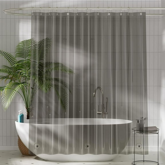 Asunby Shower Curtain Liner, Plastic Shower Liner PEVA 78"L x 72"W Lightweight Waterproof Shower Curtains for Bathroom with Magnets and Rustproof Grommets, Clear Black