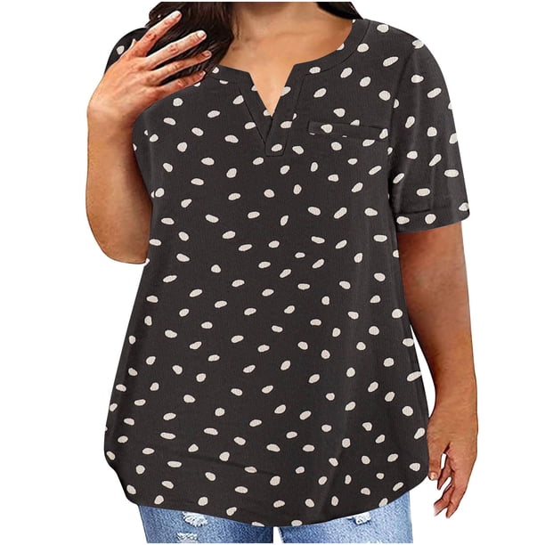 Fiudx Camisetas para Mujer Camiseta Holgada de Manga Corta con Cuello Redondo y Estampado Informal Grande para Mujer