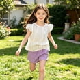 thumbnail image 5 of Cethrio Girls Cotton Outfit Sets, School Fashion 2 Piece Flutter Sleeve Kids Summer Clothing Sets Purple Size 6, 5 of 6