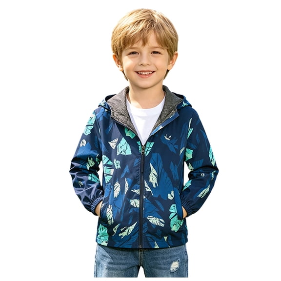 Karoyedx Baby Boy Jacket Toddler Boys Windbreaker Jackets Baby Boy Lightweight Pocket Zip Up Hooded Jackets Kids Casual Outerwear Dark Blue Size,3-4 Years