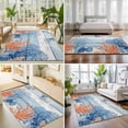 thumbnail image 4 of 8'x10' Area Rugs, Orange Navy Blue Coral Indoor Outdoor Area Rug for Living Room Bedroom, Summer Beach Coastal Ocean Blue Wood Washable Bathroom Rugs Kitchen Floor Carpet Mats Home Decor Aesthetic, 4 of 8