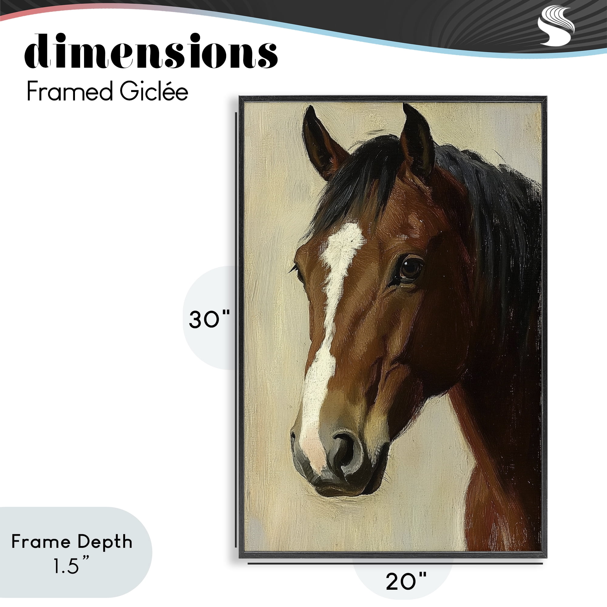 Stupell Industries Beautiful Brown Horse Portrait Black Framed Giclee Art, design by Petal Prints Design