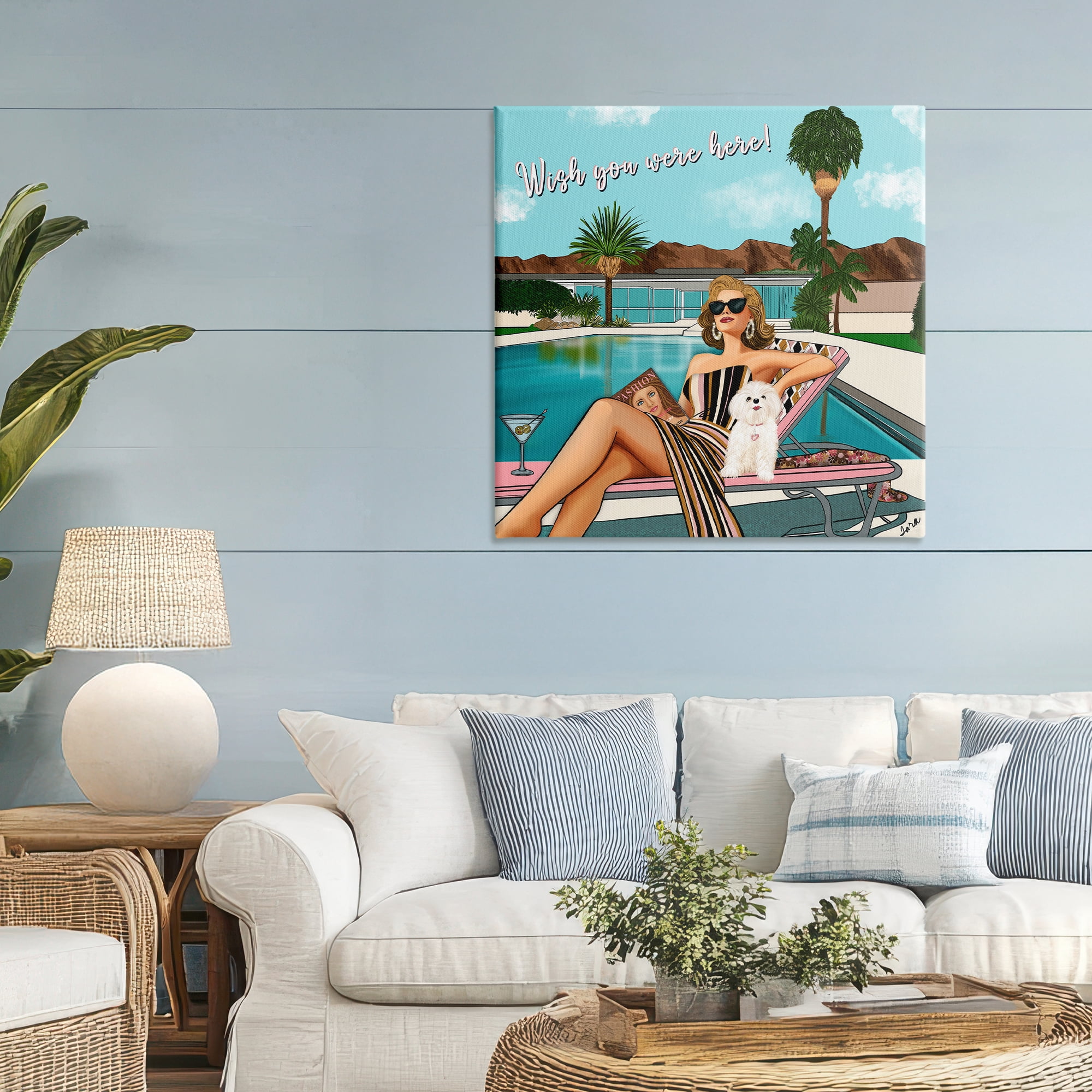 Stupell Industries Wish You Were Here Palm Springs Canvas Wall Art, design by Tara Boone