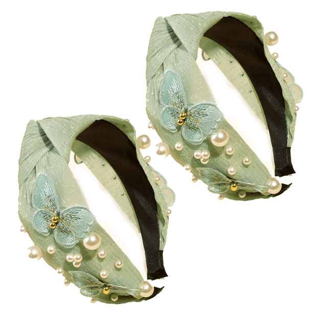 Diadema de perlas anudadas, accesorios para el cabello con forma de mariposa, diademas para niñas, diadema con nudo superior linda a la moda sin deslizamiento